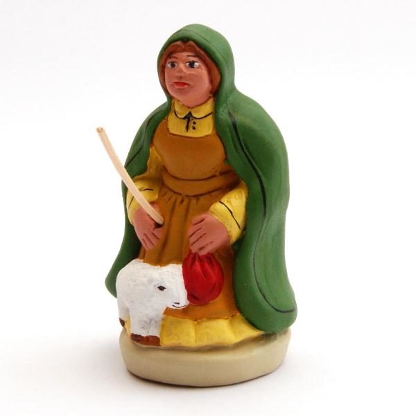 Santon Figure 8 / 9 cm: Shepherdess with lamb (bergère au mouton)