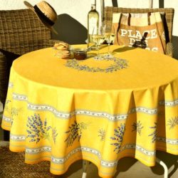 Nappe ronde lavande, jaune