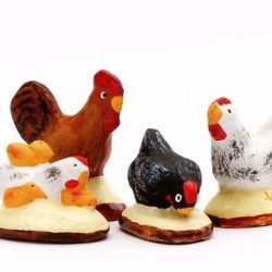 Santon Animaux : Coq + 3 poules