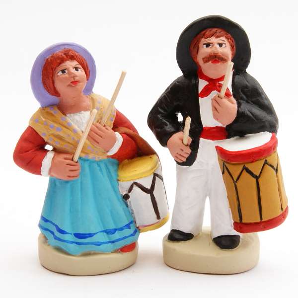 Santon 8 / 9 cm: Couple Musician Provencal, Tambourine Player