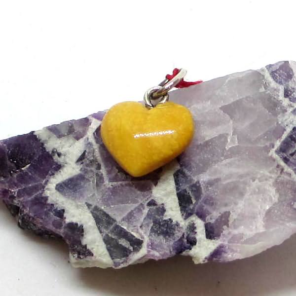 Pendant small heart in amber and silver
