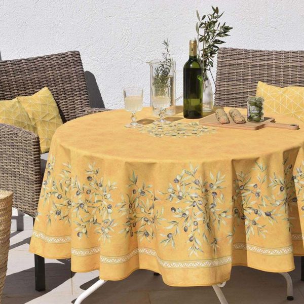 Round tablecloth, Olives design, cotton.