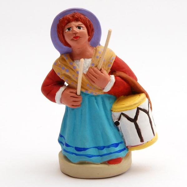 Santon de Provence 8/9 cm: Musicienne femme Provencal tambourinaire