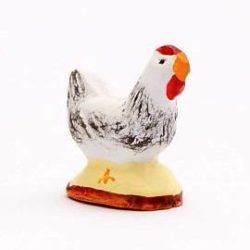 Santon 8 / 9 cm Tiere: Weißes Huhn Für die Weihnachtskrippe, krippenfigur, Weihnachtsumzug