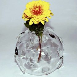 Round Glass Vase, pine core (Vase Boule Verre