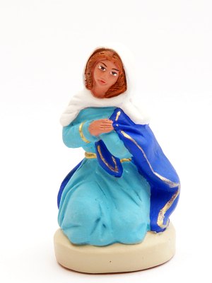 Santon 8 / 9 cm : Marie (Vierge) pour la scène de la nativité dans la crèche de Noël.