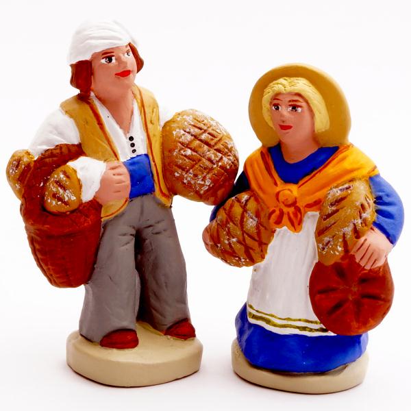 Santon de Provence 8 / 9 cm : Le couple de boulanger
