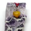 Amber and silver heart pendant