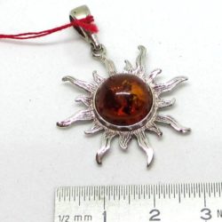 Amber and silver sun pendant