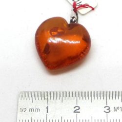 Heart pendant on silver and amber