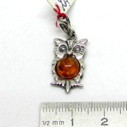Owl pendant in amber on 925 silver for those who love owls