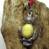Owl amber pendant on silver